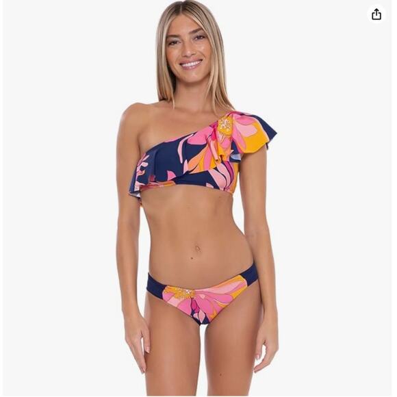 Trina Turk Breeze Asymmetrical Off-The-Shoulder Bandeau sz 4 - Picture 1 of 5